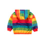 Hooded Rainbow Zipper Jacket with Long Sleeves and Round Neck - Teleplus rainbow jacket zipper hooded