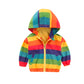 Hooded Rainbow Zipper Jacket with Long Sleeves and Round Neck - Teleplus rainbow jacket zipper hooded