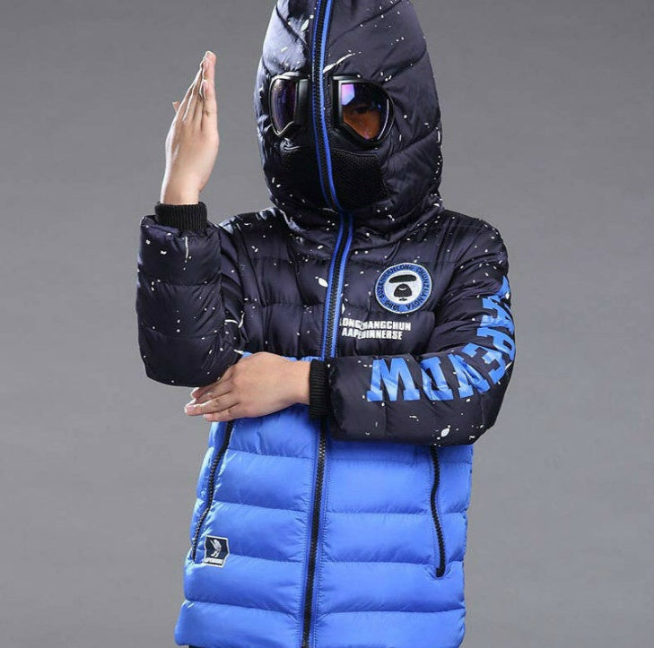 Hooded Warm Cotton Coat for Boys Casual Winter Glasses Friendly - Teleplus glasses hooded warm cotton coat
