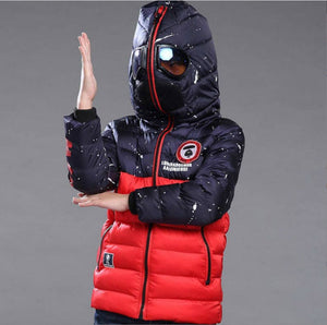 Hooded Warm Cotton Coat for Boys Casual Winter Glasses Friendly - Teleplus glasses hooded warm cotton coat