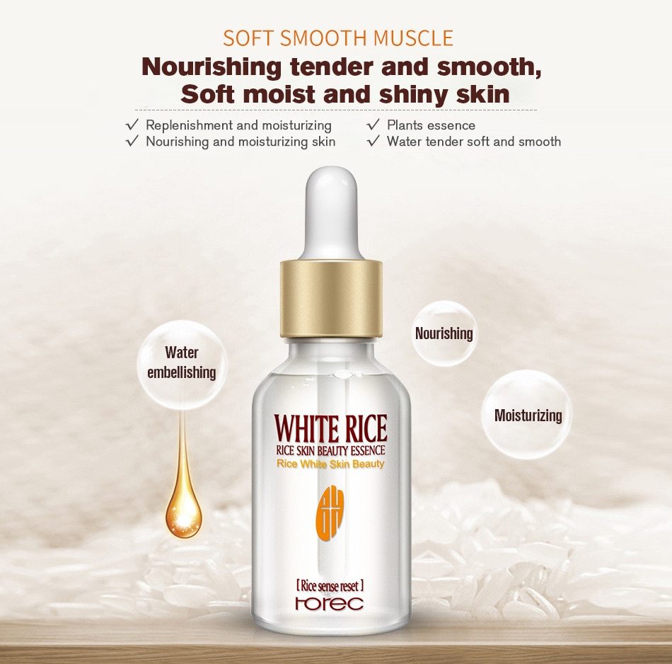 HOREC White Rice Whitening Serum Face Moisturizing Cream Anti Wrinkle Anti Aging Face Fine Lines Acne Treatment Skin