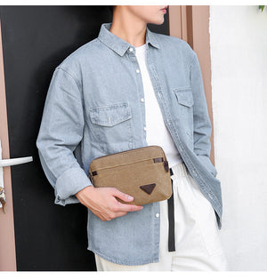 Horizontal Canvas Bag with Coin Purse and Long Wallet Storage - Men’s Without Shoulder Straps wallet long coin purse