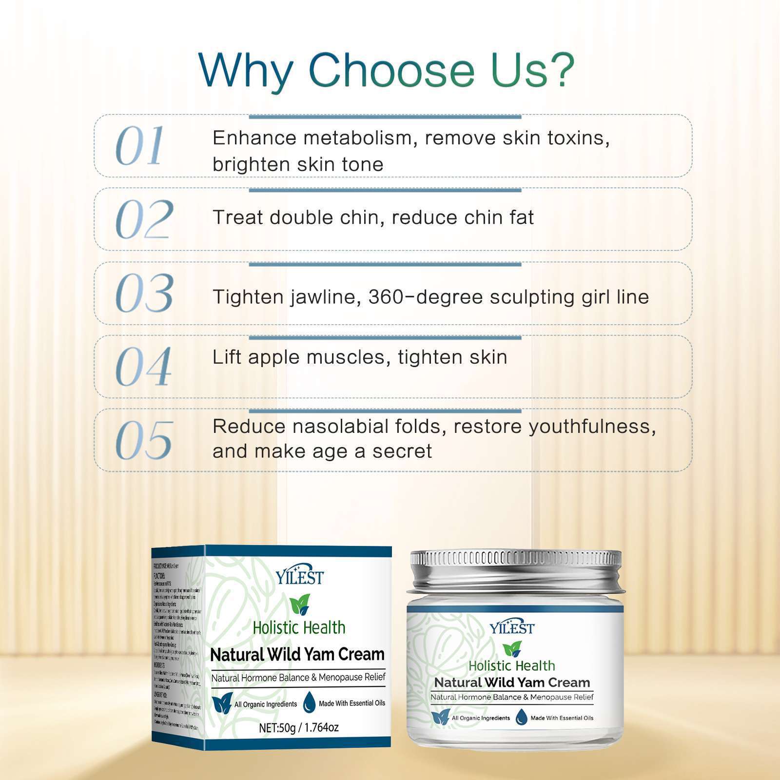 Hormone Moisturizing Chinese Yam Face Cream for All Skin Types 50g - hormone moisturizing chinese yam face