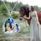 Horse and Girl Abalone Shellfish Heart Sterling Silver Photo Locket Necklace - Saddle Up with Our Horse and Girl Heart