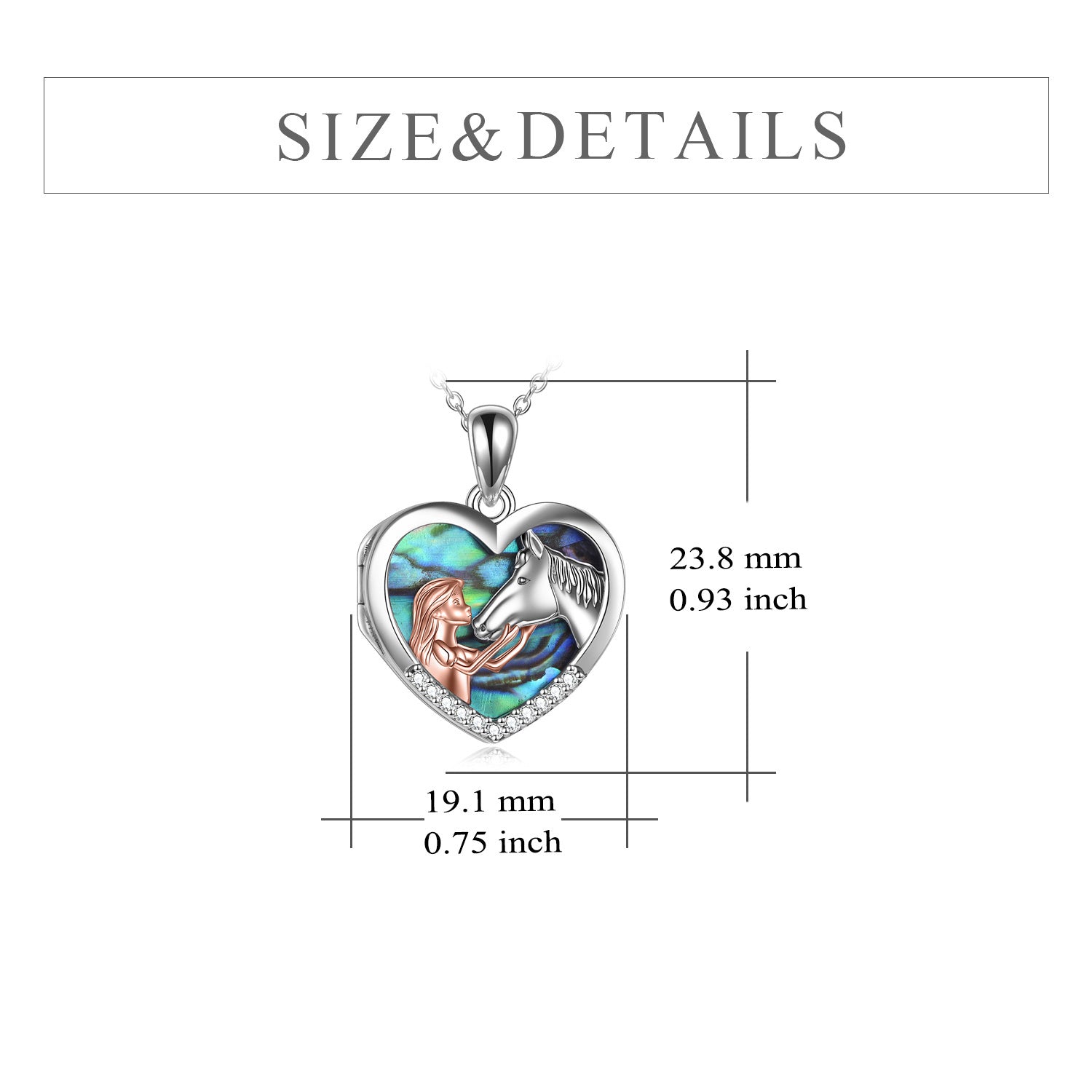 Horse Heart with Girls Pendant Necklace Gifts for Her - Saddle Up with the Horse Heart Pendant Necklace