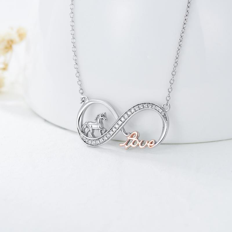 Horse Infinity Love Necklace Sterling Silver Jewelry Gift for Women - Gallop Into Forever with Horse Infinity Necklace