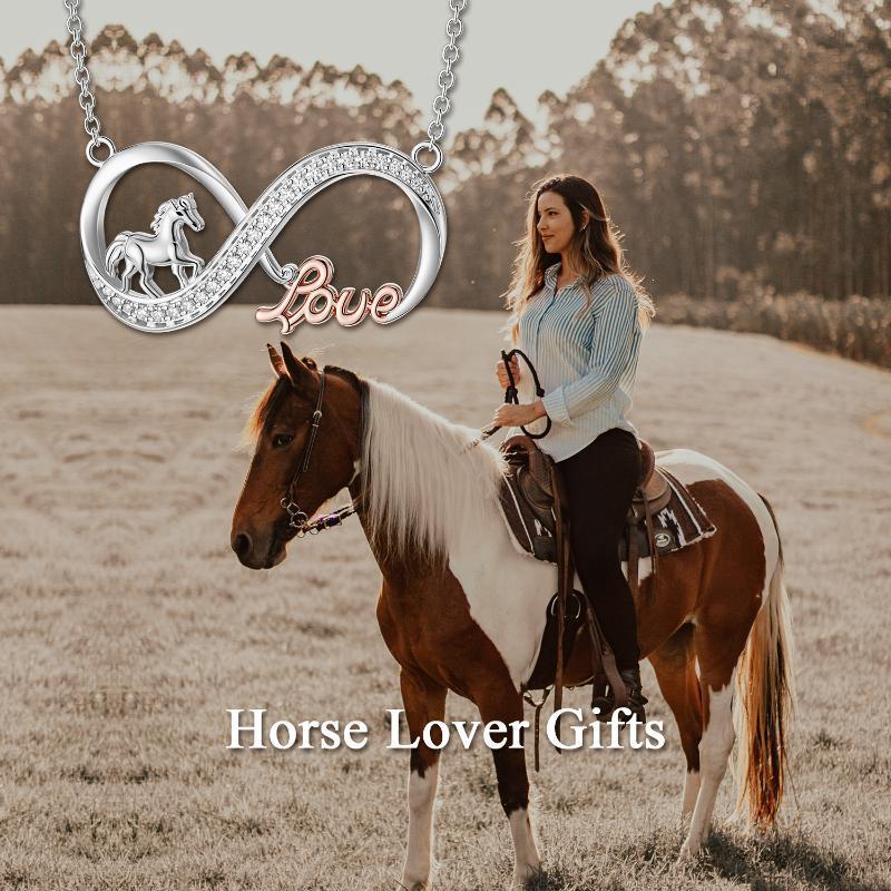 Horse Infinity Love Necklace Sterling Silver Jewelry Gift for Women - Gallop Into Forever with Horse Infinity Necklace