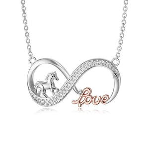 Horse Infinity Love Necklace Sterling Silver Jewelry Gift for Women - Gallop Into Forever with Horse Infinity Necklace