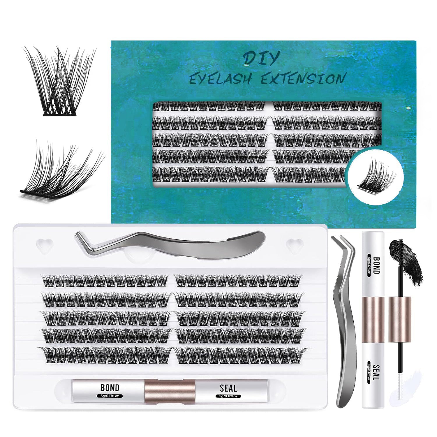 Hot Melt Individual Segmented False Eyelashes 45 Clusters Natural Length - Teleplus hot melt individual segmented false