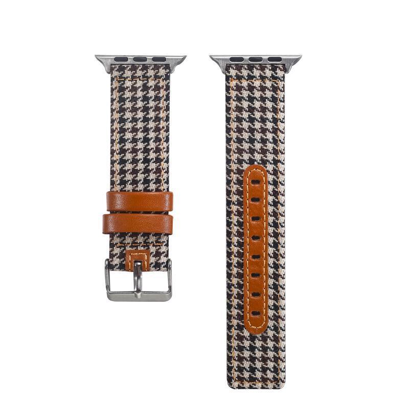 Hot Sale Houndstooth Canvas Leather Strap - Hot Sale Houndstooth Canvas Leather Watch Strap