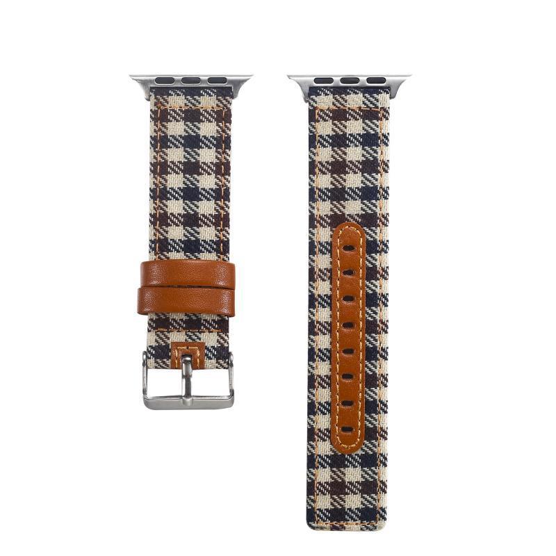 Hot Sale Houndstooth Canvas Leather Strap - Hot Sale Houndstooth Canvas Leather Watch Strap