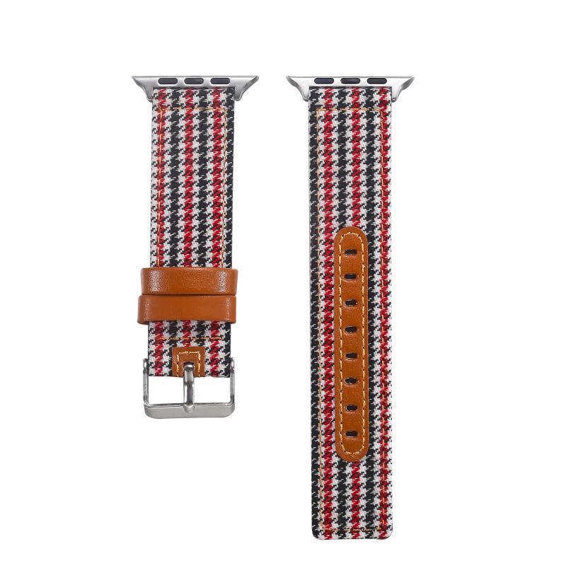 Hot Sale Houndstooth Canvas Leather Strap - Hot Sale Houndstooth Canvas Leather Watch Strap