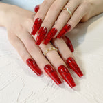 Hot Wine Red Rose Nail Manicure Kit with Glue and Tablets - hot wine red rose wearing nail