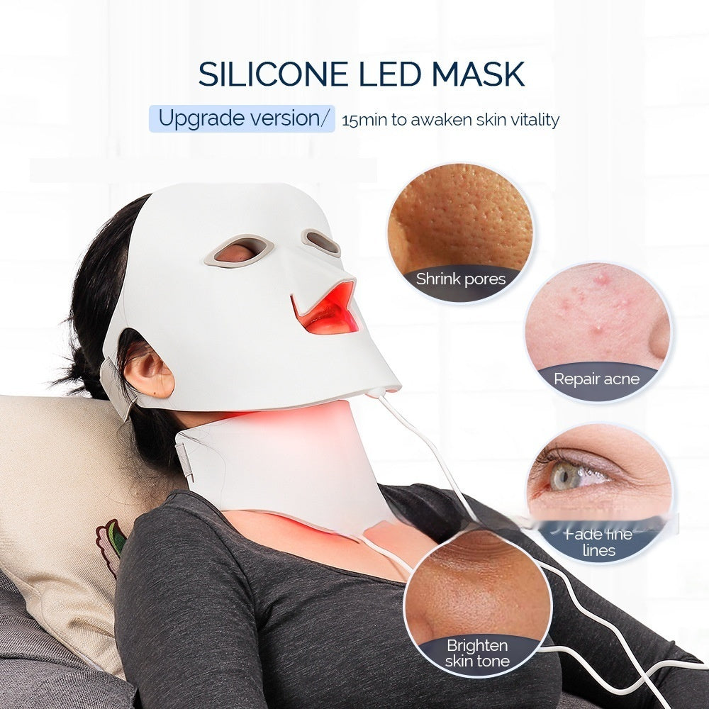 Beauty Silicone Mask with Color LED Phototherapy for Skin Rejuvenation - Glow Up a Adventure beauty silicone mask color