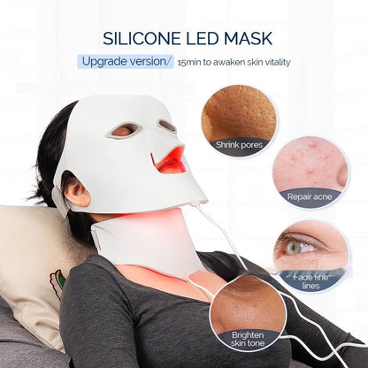 Beauty Silicone Mask with Color LED Phototherapy for Skin Rejuvenation - Glow Up a Adventure beauty silicone mask color