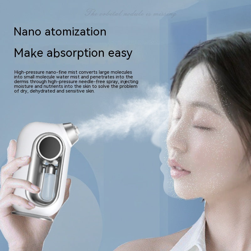 Portable Household Nano Mist Sprayer with LED Light and Aluminium Body - for Hydration on the Go household nano mist