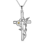 Hummingbird Cross Necklace Gifts for Women Sterling Silver - Hummingbird Cross Necklace for Joyful Souls