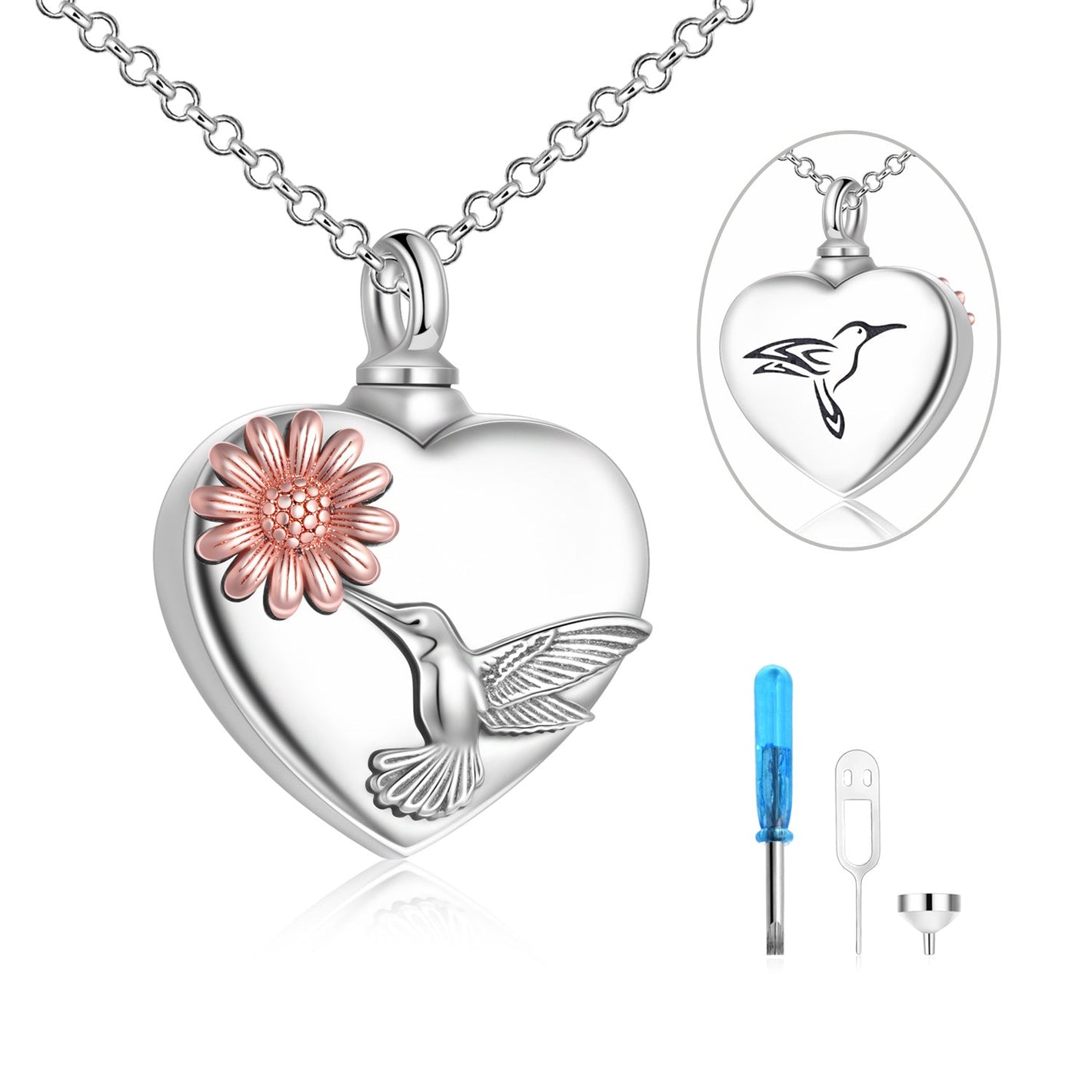 Forever in My Heart Sunflower Hummingbird Urn Necklace with Small Ashes Container - For Heartfelt Whimsy united states