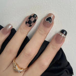 HY245 Short Wearable Nail Enhancement Patch with Checkerboard Design - Teleplus nail enhancement patch wearing wind