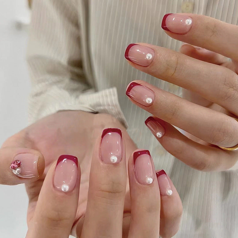 HY245 Short Wearable Nail Enhancement Patch with Checkerboard Design - Teleplus nail enhancement patch wearing wind