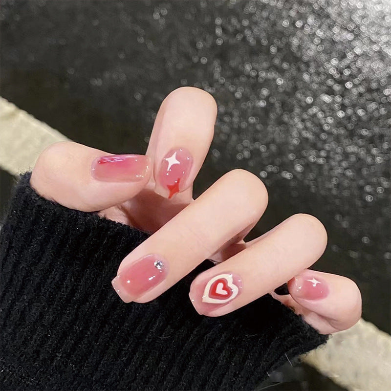 HY245 Short Wearable Nail Enhancement Patch with Checkerboard Design - Teleplus nail enhancement patch wearing wind