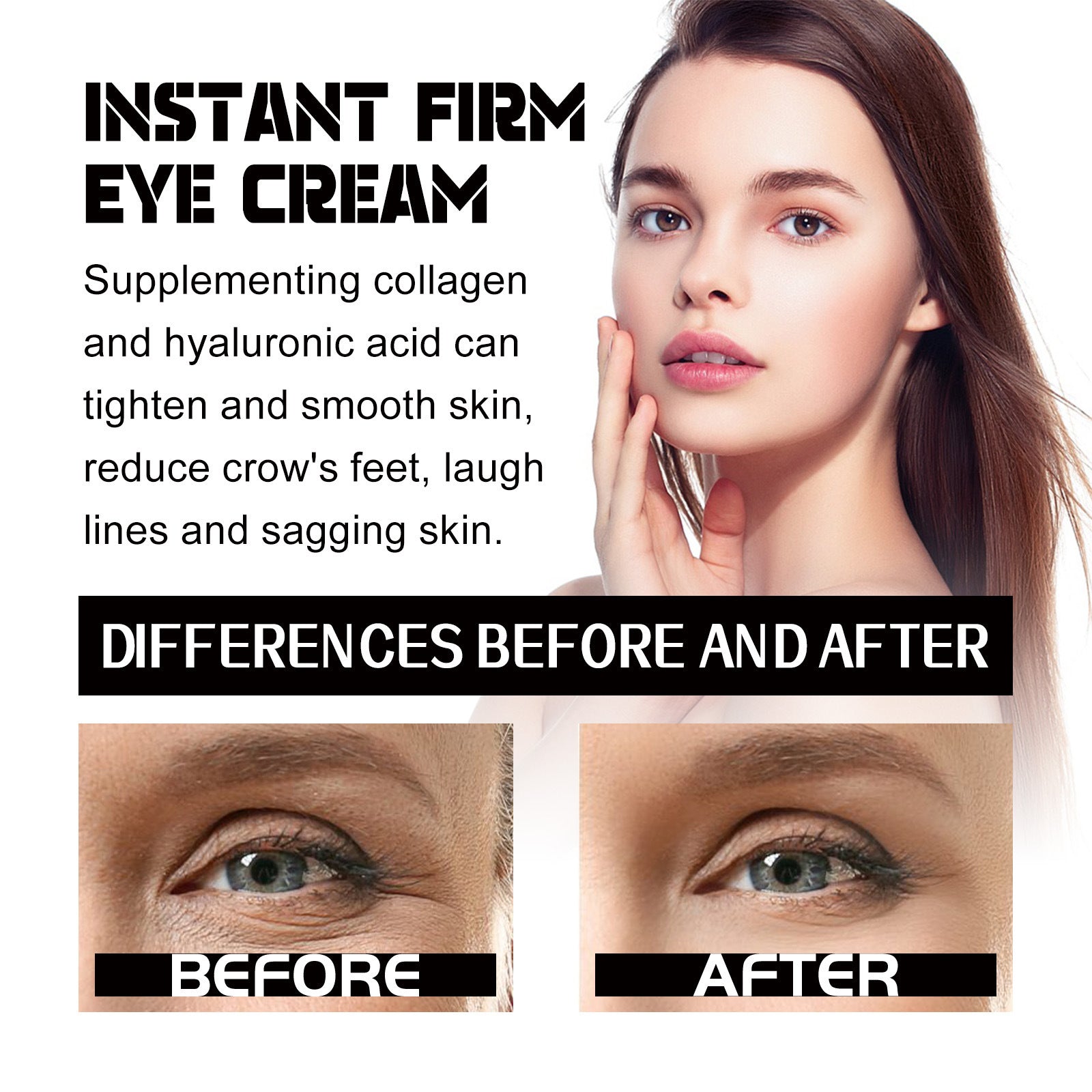 Hyaluronic Acid Collagen Eye Cream Anti Aging Dark Circle Treatment 30ml - Teleplus