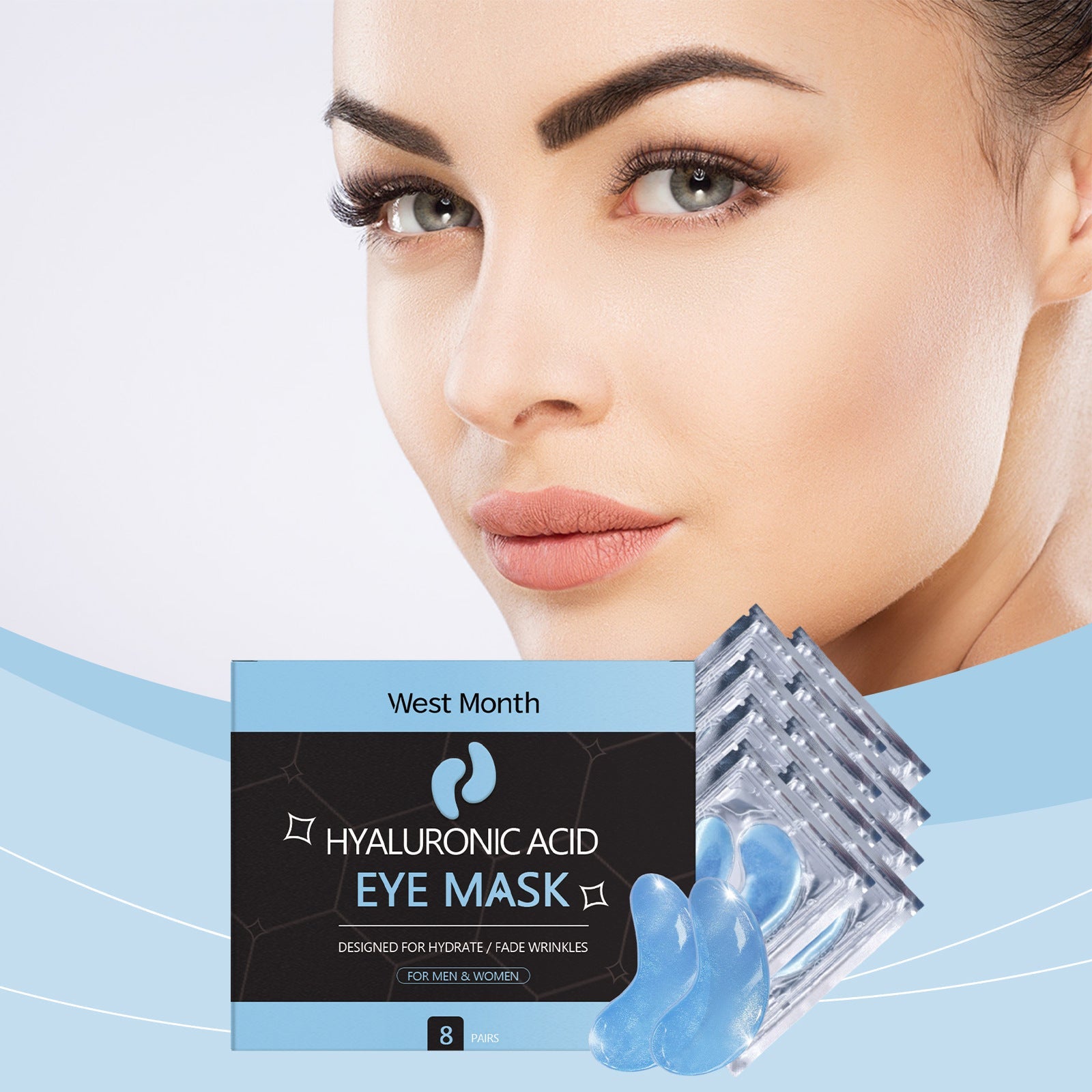 Hyaluronic Acid Eye Mask 8 Pairs Collagen Under Patches for Skin Care