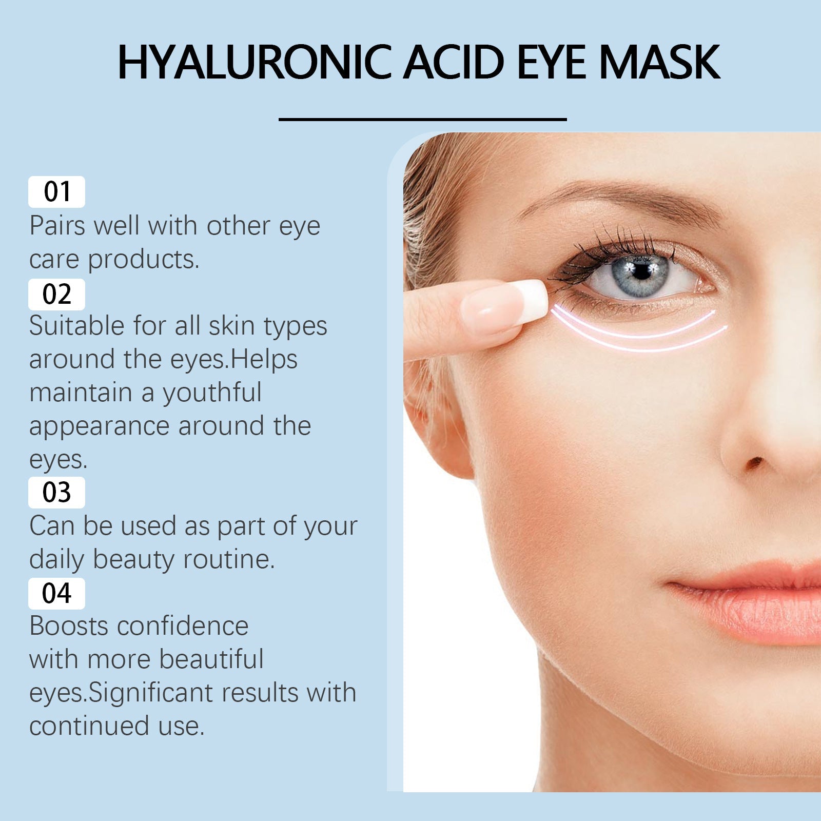 Hyaluronic Acid Eye Mask 8 Pairs Collagen Under Patches for Skin Care