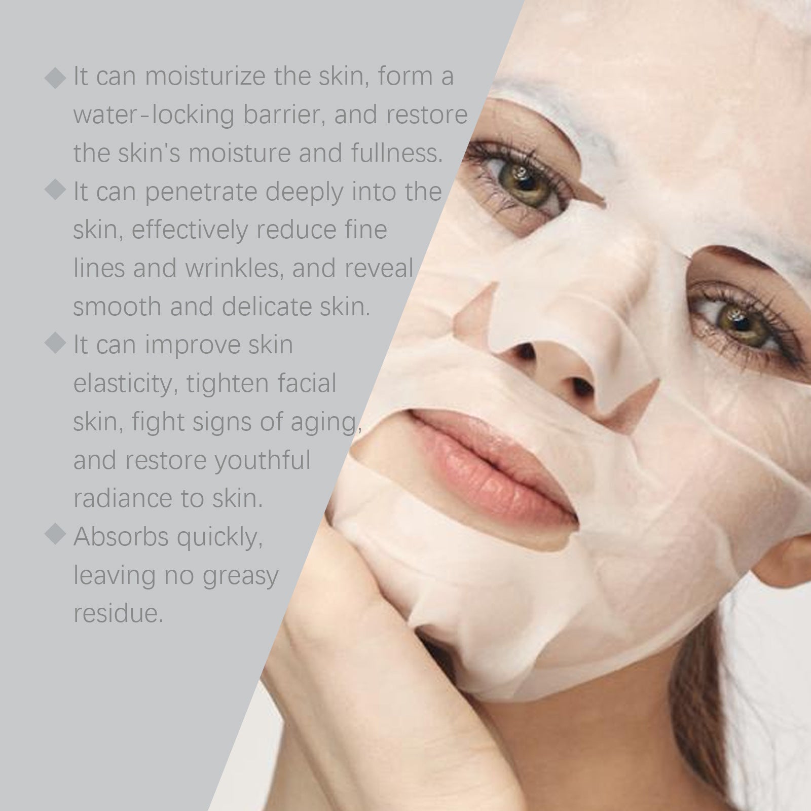 Hydrating Collagen Mask with Glycerol Hyaluronic Acid and Vitamin E - collagen mask hydrating skin rejuvenating firming