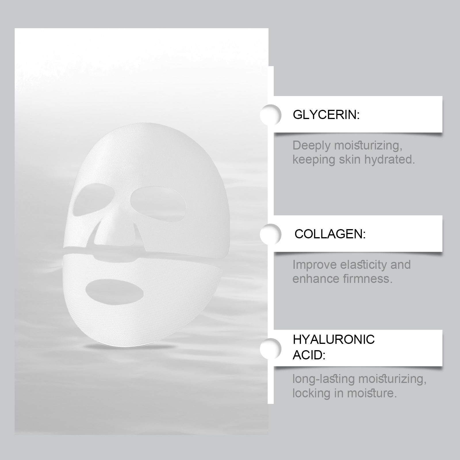 Hydrating Collagen Mask with Glycerol Hyaluronic Acid and Vitamin E - collagen mask hydrating skin rejuvenating firming