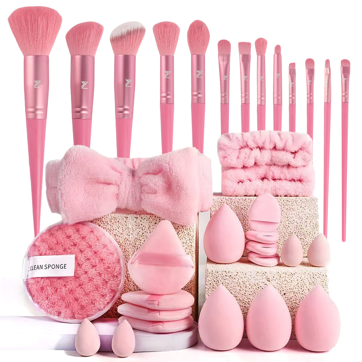 Hydrophilic Non-Latex Beauty Tool Set for Makeup and Skincare 40pcs - Teleplus hydrophilic non-latex beauty tool set