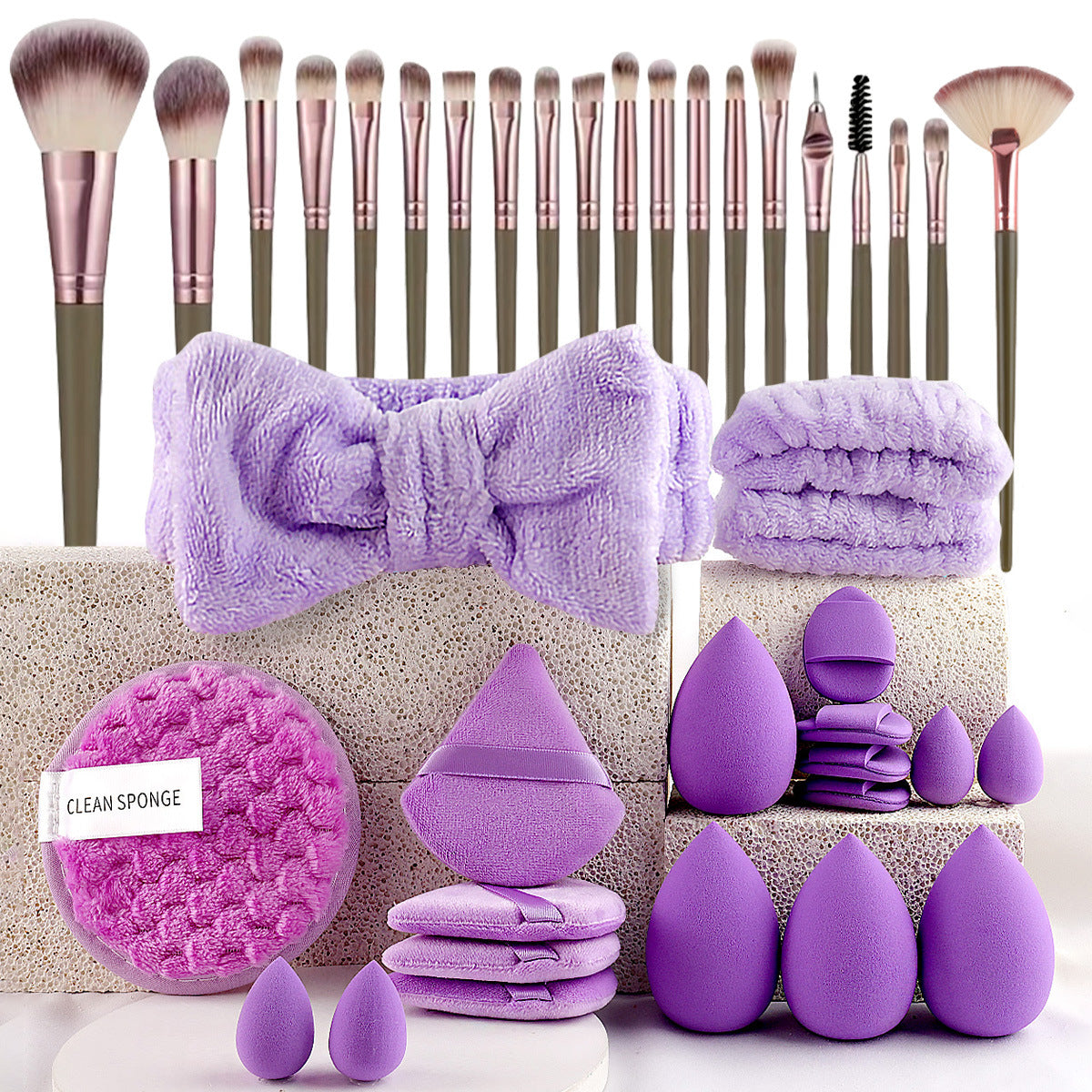 Hydrophilic Non-Latex Beauty Tool Set for Makeup and Skincare 40pcs - Teleplus hydrophilic non-latex beauty tool set