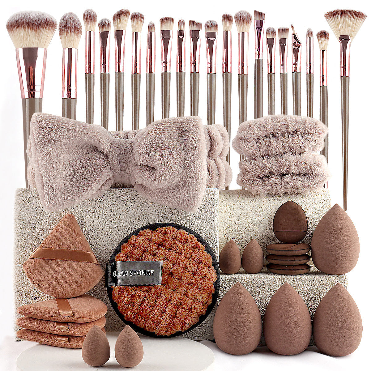 Hydrophilic Non-Latex Beauty Tool Set for Makeup and Skincare 40pcs - Teleplus hydrophilic non-latex beauty tool set
