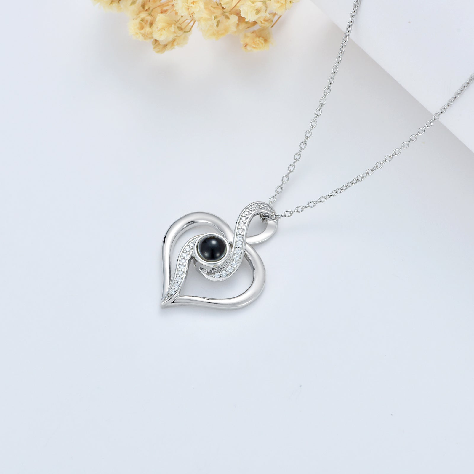 I Love You 100 Languages Heart Infinity Projection Necklace - Love You 100 Ways Necklace for Your Inner Romantic