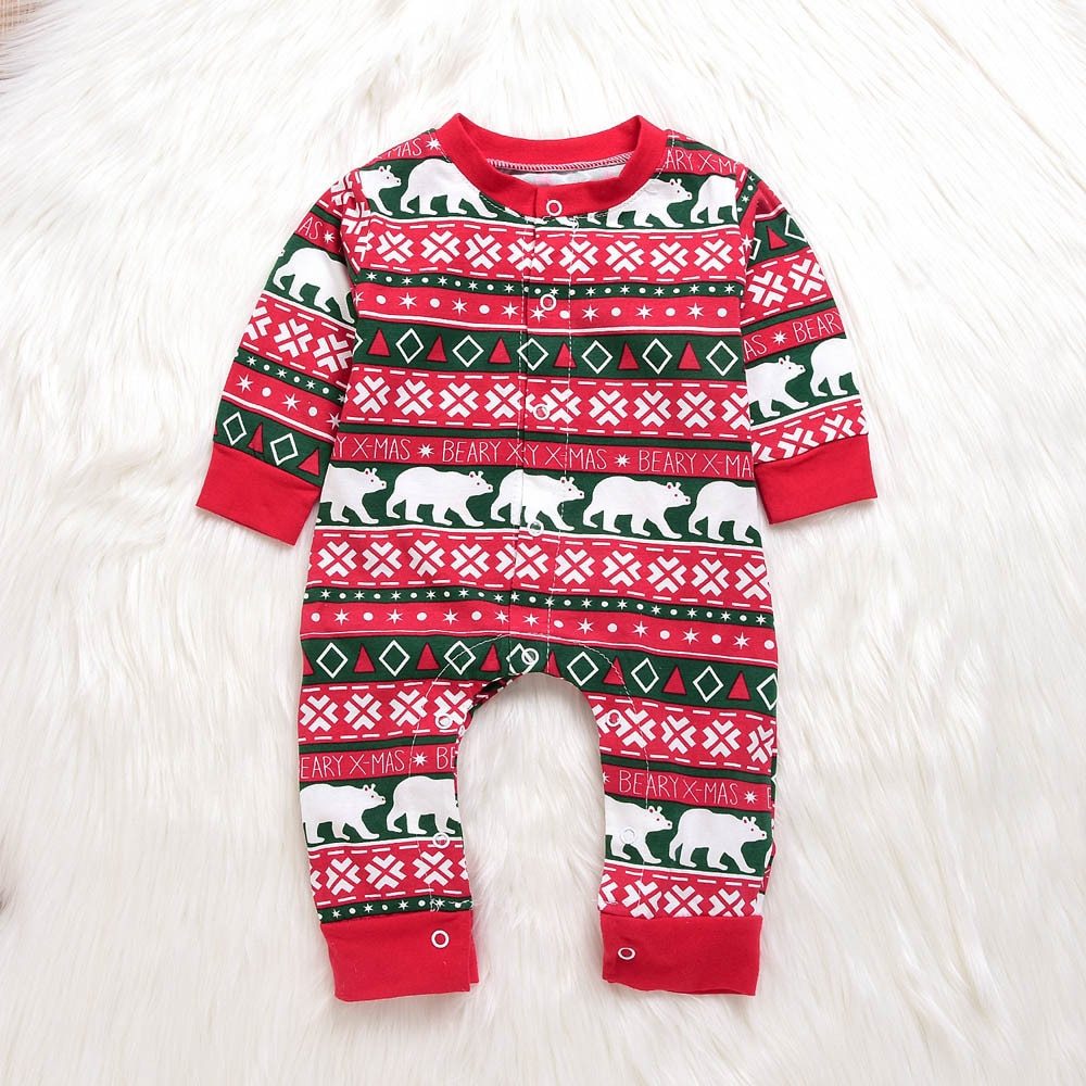 Infant Baby Boys Girls Christmas Santa XMAS Letter Plaid Romper Jumpsuit Outfits baby clothes winter clothe - Santa’s