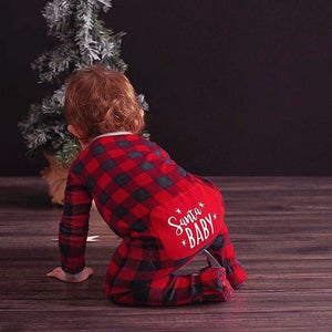 Infant Baby Boys Girls Christmas Santa XMAS Letter Plaid Romper Jumpsuit Outfits baby clothes winter clothe - Santa’s