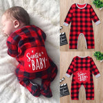 Infant Baby Boys Girls Christmas Santa XMAS Letter Plaid Romper Jumpsuit Outfits baby clothes winter clothe - Santa’s