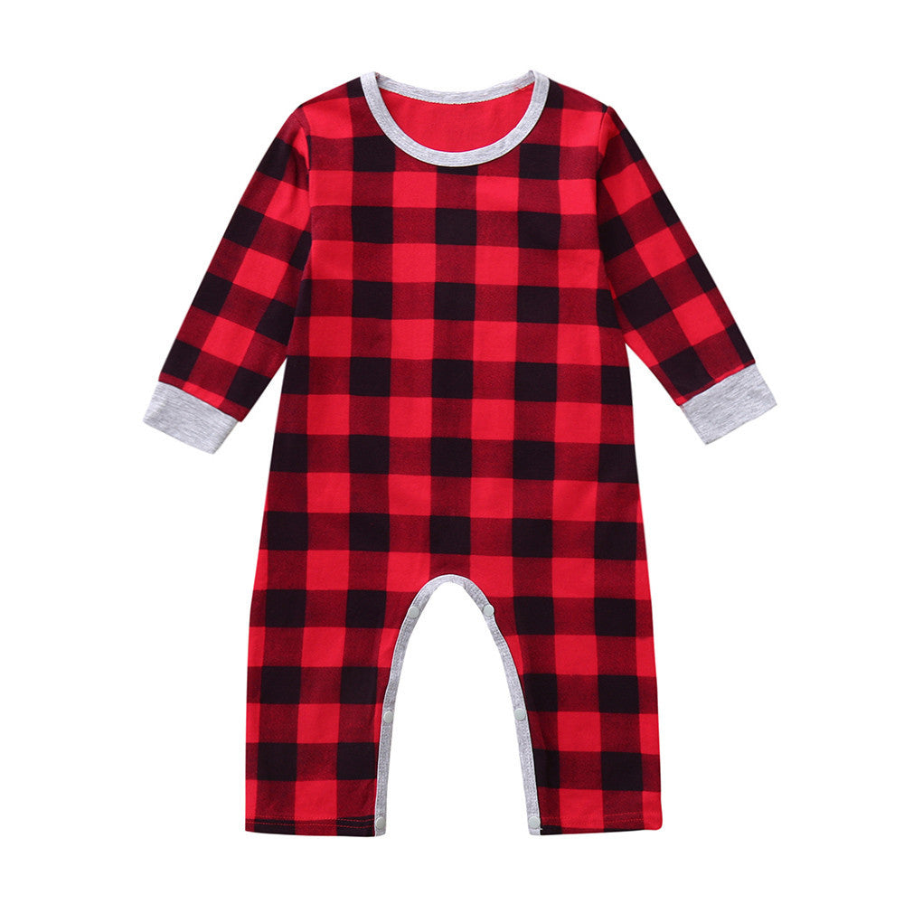 Infant Baby Boys Girls Christmas Santa XMAS Letter Plaid Romper Jumpsuit Outfits baby clothes winter clothe - Santa’s