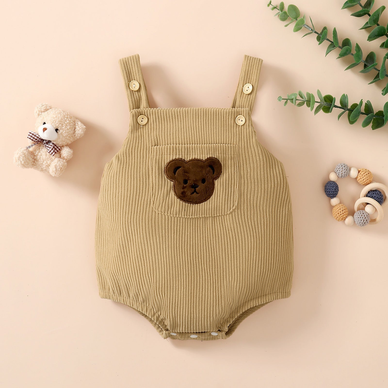 Infant Child Bear Embroidered Slip Top Apron - Cuddle Up with Our Bear Apron for Tiny Tots