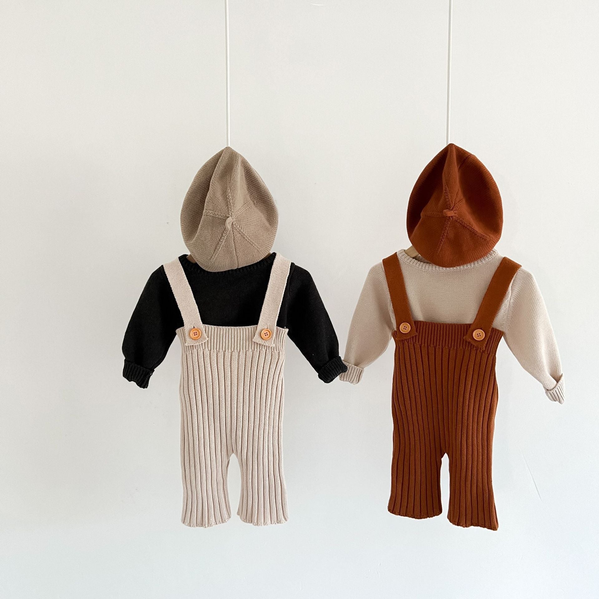 Infant Children’s Knitting Suspender Wide Leg Pants With High Waist - Infant Knitting Suspender Wide Leg Pants in Cotton