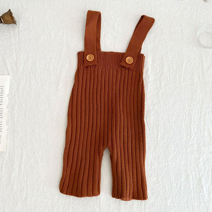 Infant Children’s Knitting Suspender Wide Leg Pants With High Waist - Infant Knitting Suspender Wide Leg Pants in Cotton