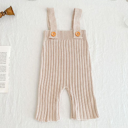 Infant Children’s Knitting Suspender Wide Leg Pants With High Waist - Infant Knitting Suspender Wide Leg Pants in Cotton