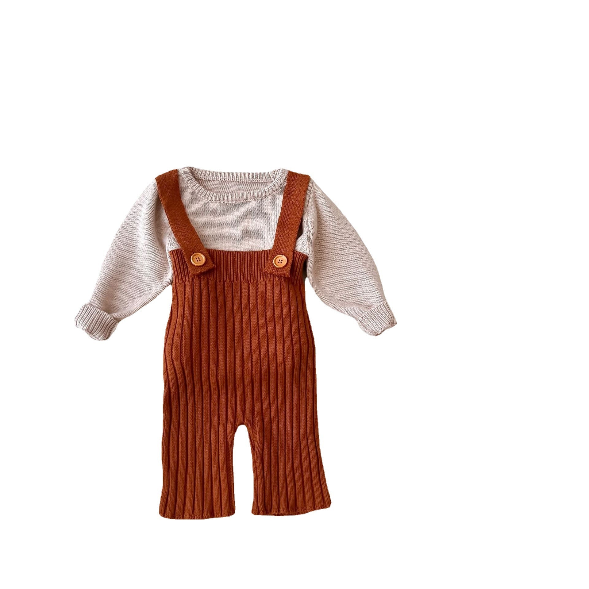 Infant Children’s Knitting Suspender Wide Leg Pants With High Waist - Infant Knitting Suspender Wide Leg Pants in Cotton