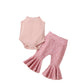 Infant Chilren Waistcoat Bell-bottom Pants Suit - Tiny Fashionista in a Pink Waistcoat and Bells