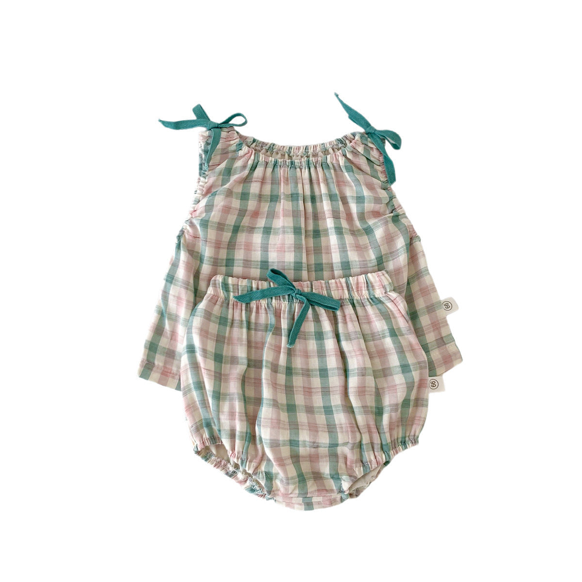 Infant Color Matching Thin Plaid Vest Shorts Set - Plaid Perfection for Your Tiny Style Icon