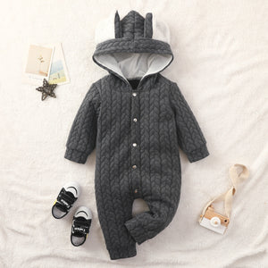Unisex Hooded Romper for Babies in Cotton Suitable United States Markets - Tiny Humans Who Love Fashion united states