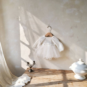 Cotton Triangle Jumpsuit for Children in White and Pink US Sizes CHF - Pint-Sized Perfection Princess Puff Sleeves