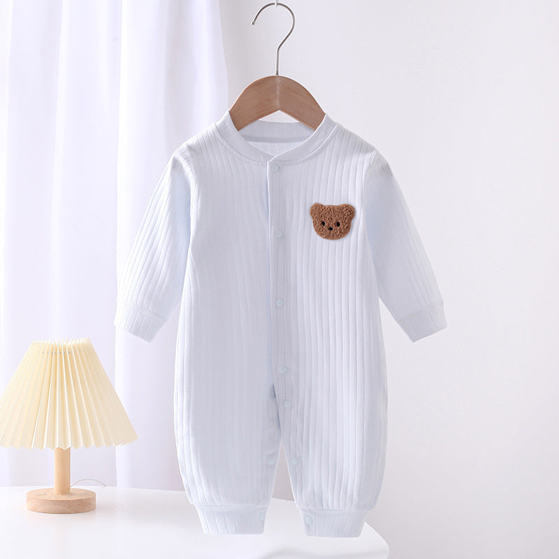 Infant Spring And Autumn Long Sleeve Jumpsuit - Long Sleeve Fun in Striped Bear Jumpsuits Galore