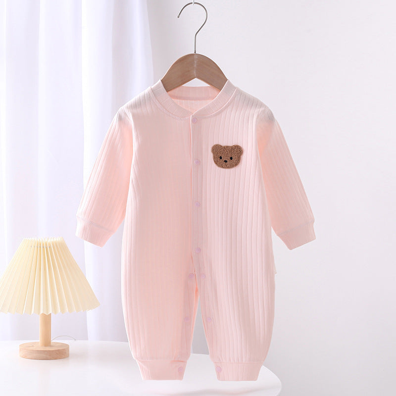 Infant Spring And Autumn Long Sleeve Jumpsuit - Long Sleeve Fun in Striped Bear Jumpsuits Galore