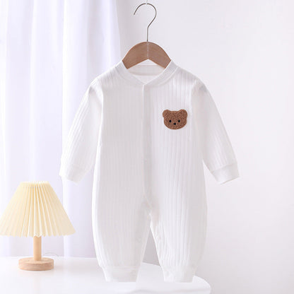 Infant Spring And Autumn Long Sleeve Jumpsuit - Long Sleeve Fun in Striped Bear Jumpsuits Galore